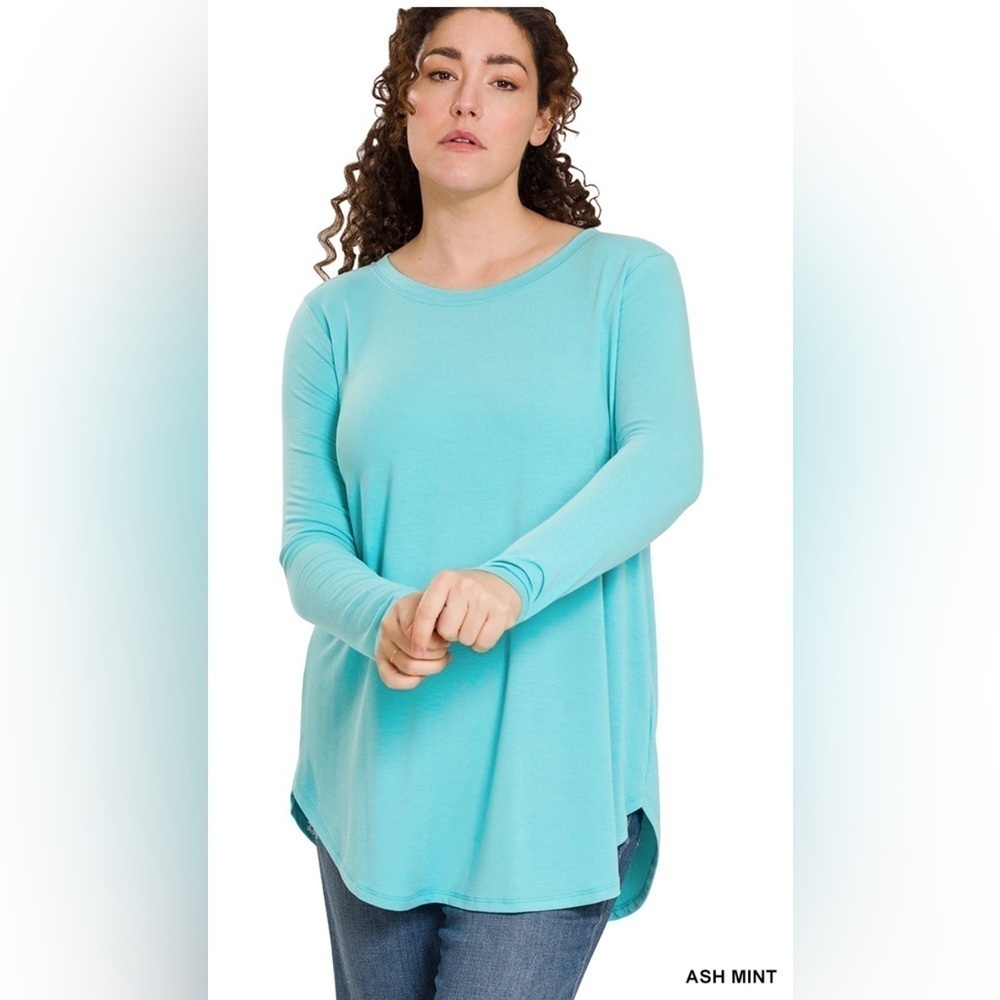 New!Plus Size Women's Ash Mint Long Sleeve Top Size 1X 2X 3X